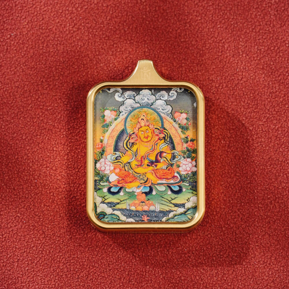 Pendant featuring Samantabhadra Bodhisattva, Zakhira Mantra, Yellow Wealth God, and Green Tara