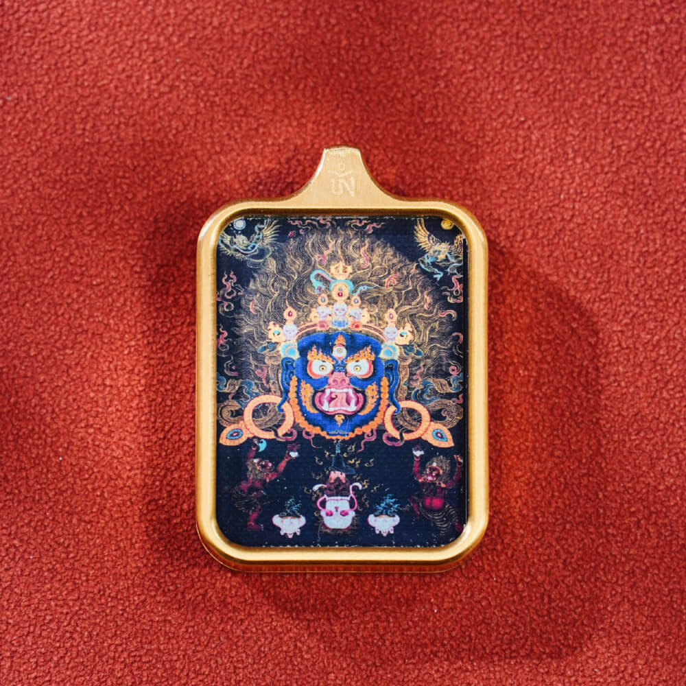 Pendant featuring Samantabhadra Bodhisattva, Zakhira Mantra, Yellow Wealth God, and Green Tara