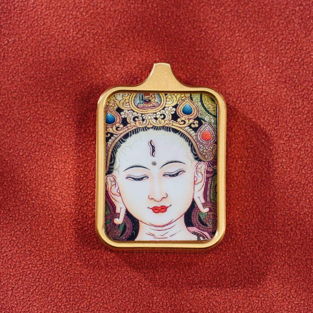 Pendant featuring Samantabhadra Bodhisattva, Zakhira Mantra, Yellow Wealth God, and Green Tara