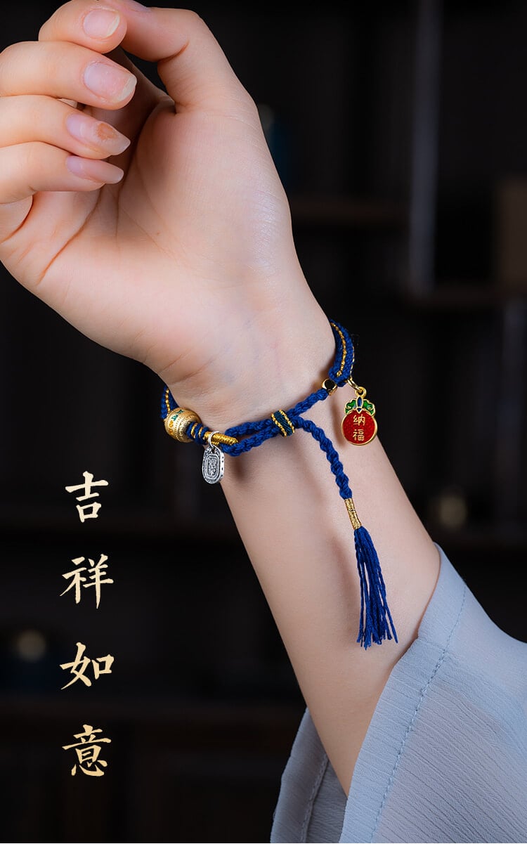 《Inviting Wealth and Blessings》 Ethnic Tibetan Style Six-Syllable Mantra Bracelet