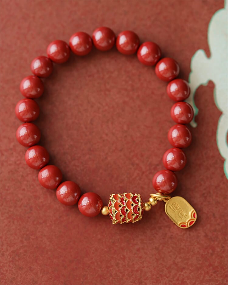 《Peace and Perfection》Cinnabar Fortune Koi Palace Style Bracelet