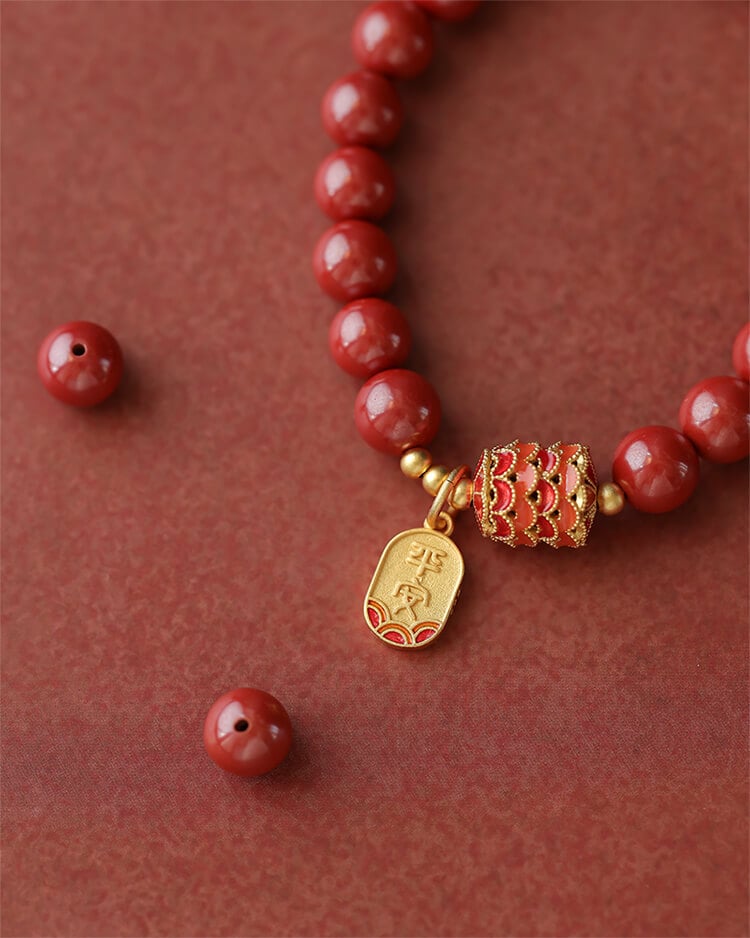 《Peace and Perfection》Cinnabar Fortune Koi Palace Style Bracelet