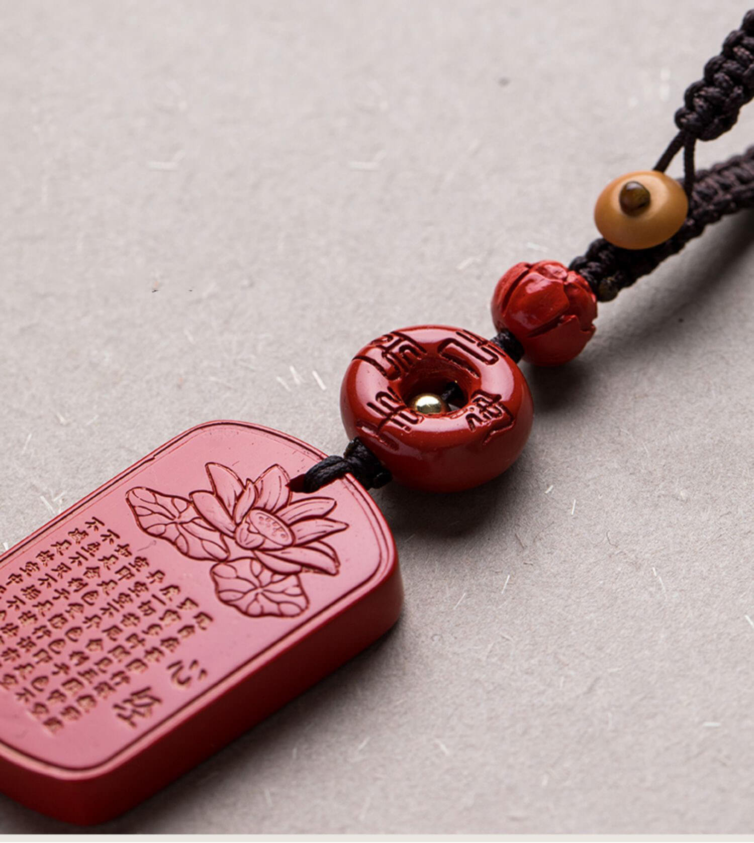 The Heart Sutra with cinnabar Heart Sutra card car keychain