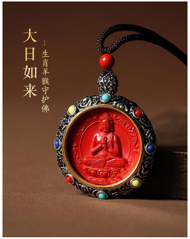 The Twelve Zodiac Signs~Cinnabar Eight Main Guardian Buddha Necklace for Men and Women