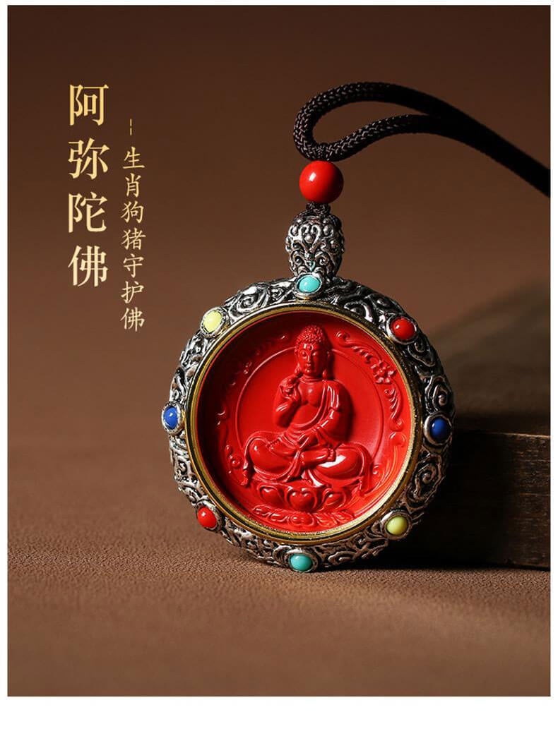 The Twelve Zodiac Signs~Cinnabar Eight Main Guardian Buddha Necklace for Men and Women