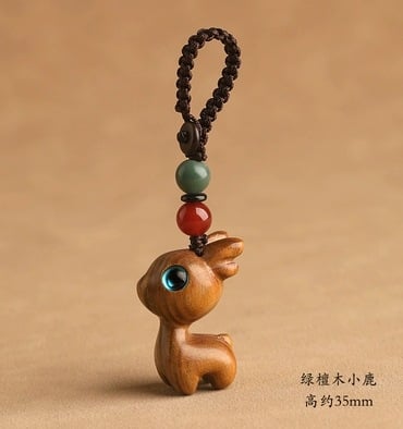 Free today《One Deer is Safe》 Sandalwood Deer Keychain Car Pendant