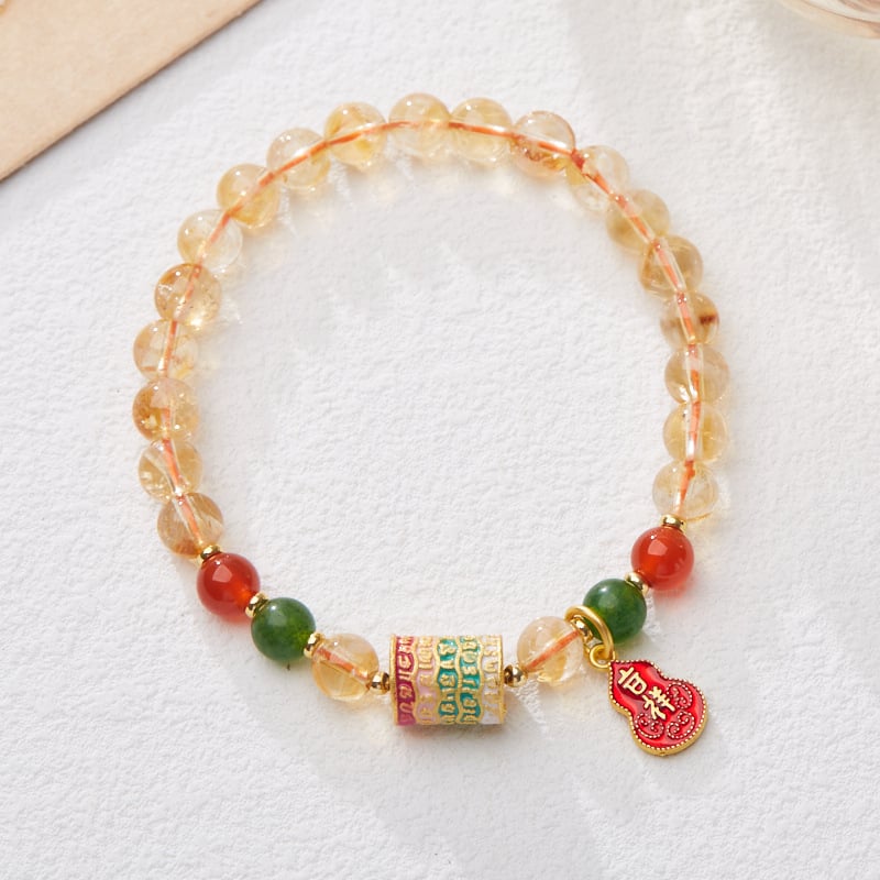 《Five Classics》 Natural 8MM Citrine Auspicious Ruyi Bracelet