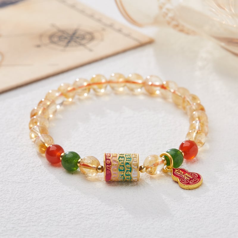 《Five Classics》 Natural 8MM Citrine Auspicious Ruyi Bracelet