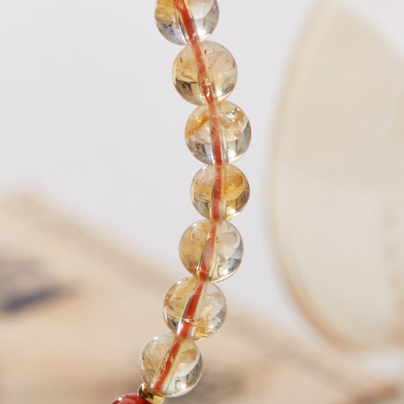 《Five Classics》 Natural 8MM Citrine Auspicious Ruyi Bracelet