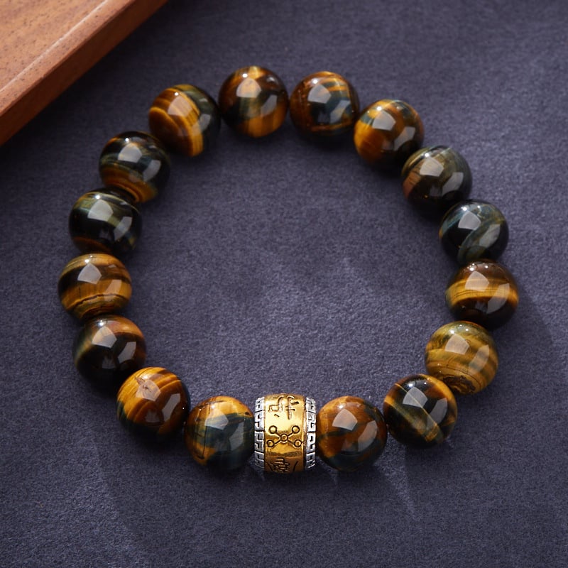 《Amulet》 Natural Tiger Eye Stone Universal Good Luck Bracelet for Men and Women