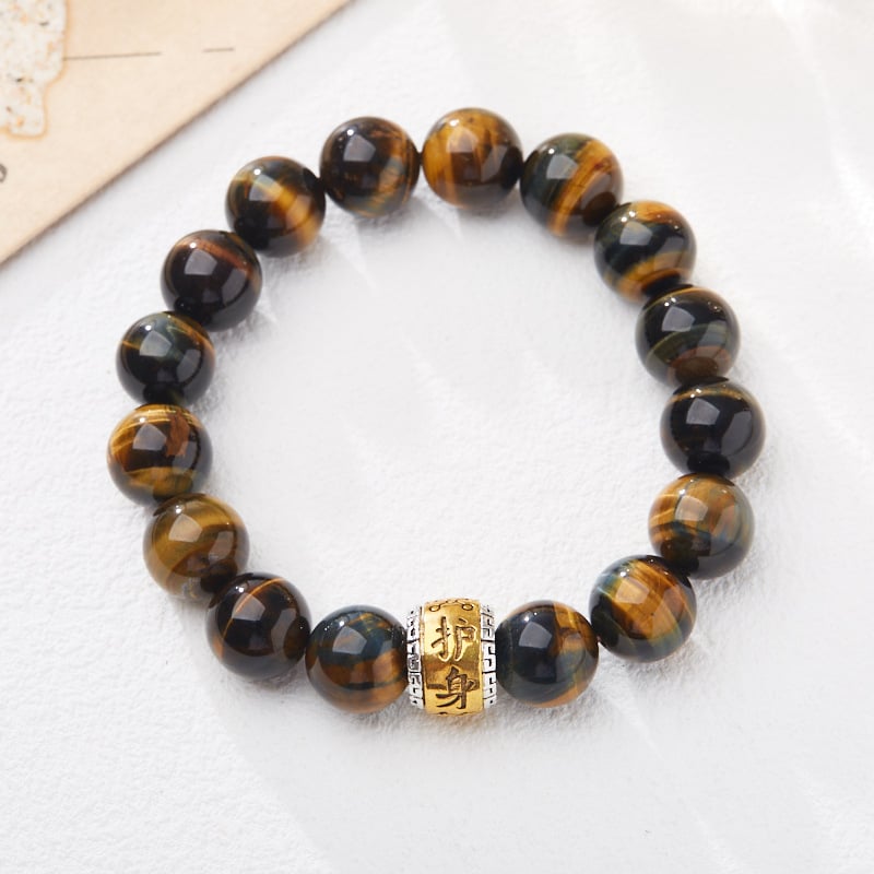 《Amulet》 Natural Tiger Eye Stone Universal Good Luck Bracelet for Men and Women