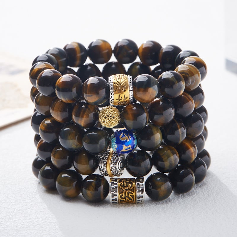 《Amulet》 Natural Tiger Eye Stone Universal Good Luck Bracelet for Men and Women