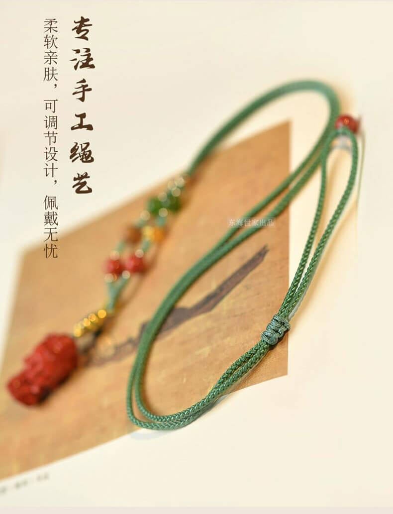 Peace and Smoothness - Woven Cinnabar Necklace with Samantabhadra