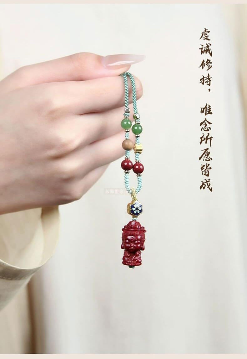 Peace and Smoothness - Woven Cinnabar Necklace with Samantabhadra