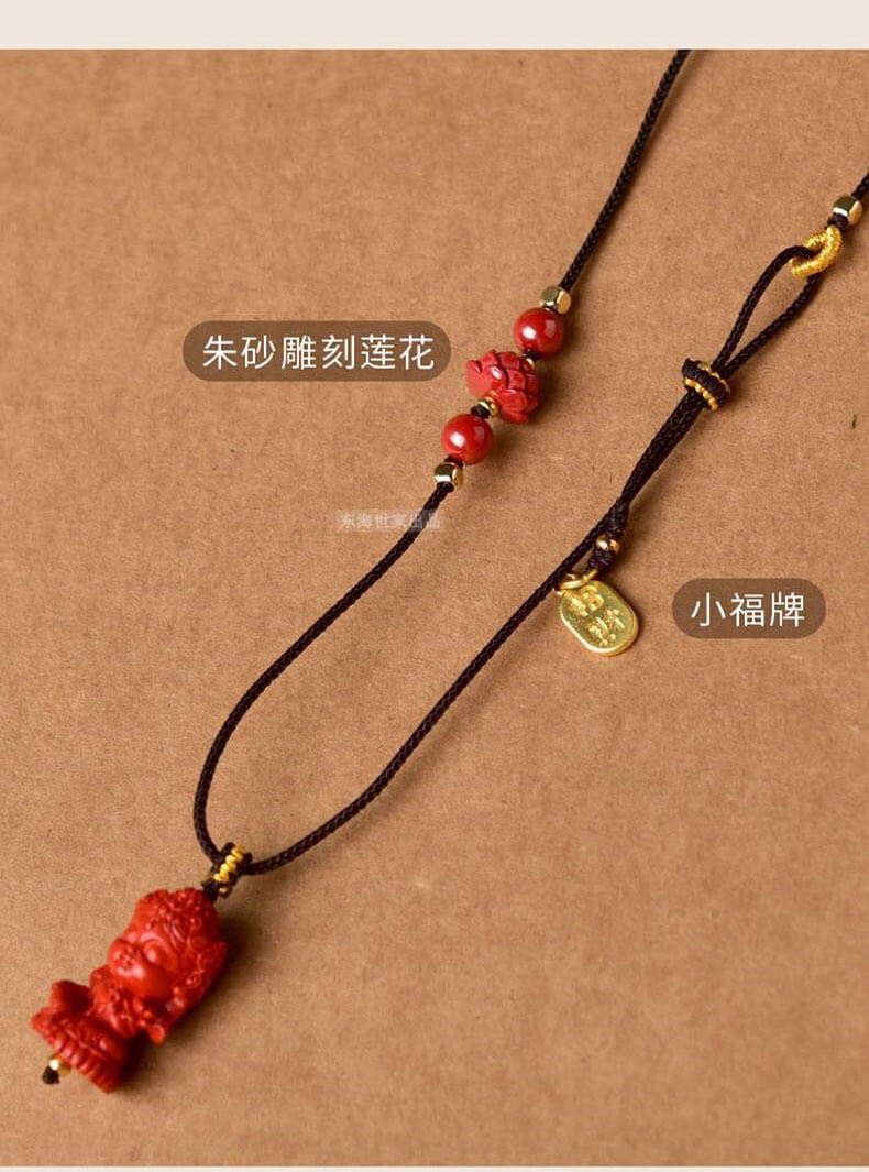 Everlasting Life - Cinnabar Amulet with Green Tara Necklace