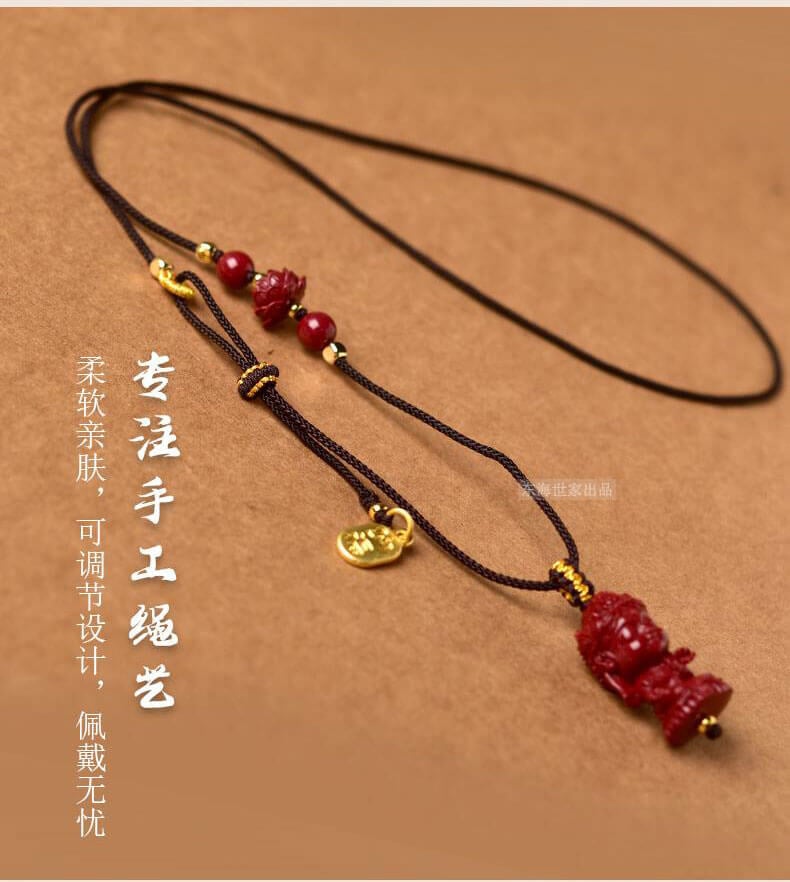 Everlasting Life - Cinnabar Amulet with Green Tara Necklace