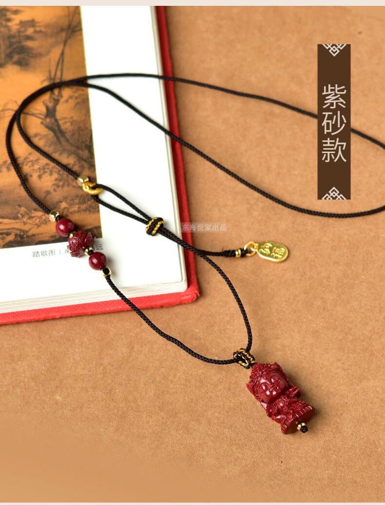 Everlasting Life - Cinnabar Amulet with Green Tara Necklace