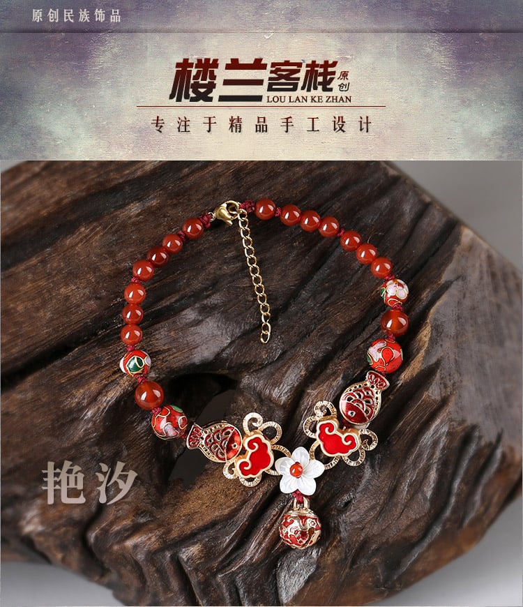 《Lucky Koi》 Cloud Bell Vintage National Style Red Anklet