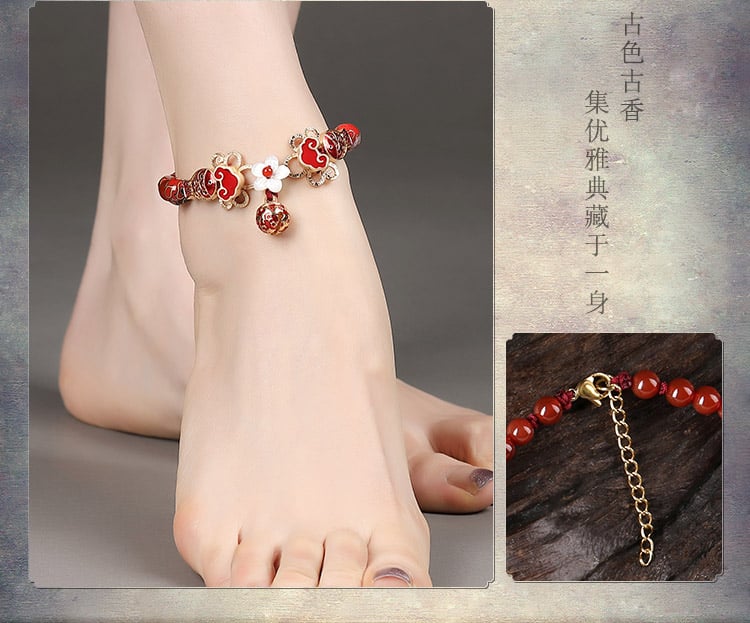 《Lucky Koi》 Cloud Bell Vintage National Style Red Anklet