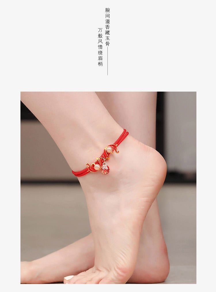 《Graceful Charm》 Red String Lucky Bell Anklet