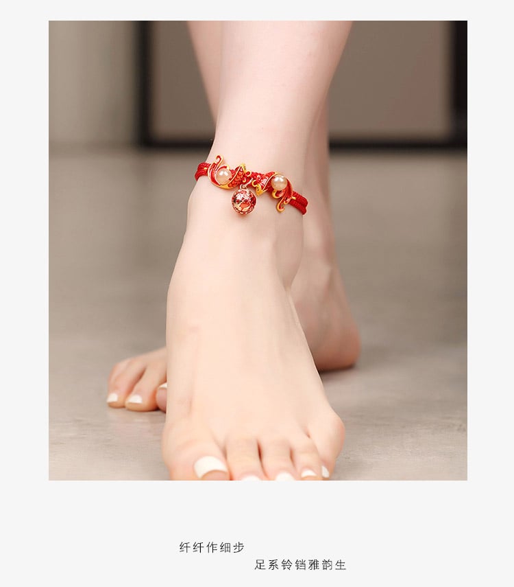 《Graceful Charm》 Red String Lucky Bell Anklet