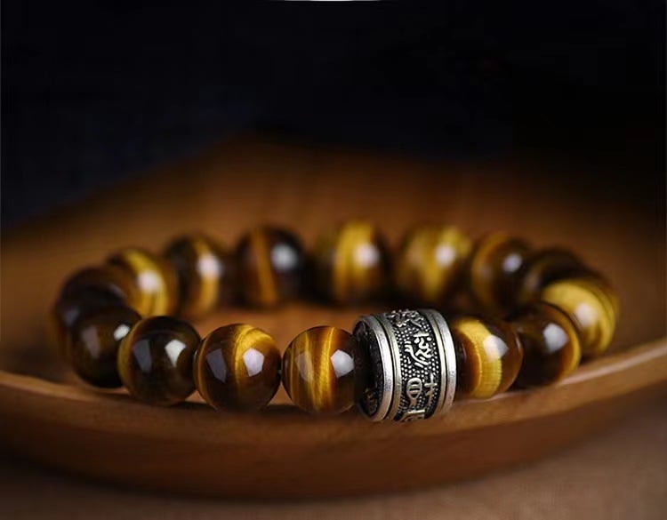 《Mounting Wealth》 Natural Yellow Tiger Eye Stone Buddha Bead Bracelet