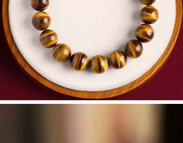 《Mounting Wealth》 Natural Yellow Tiger Eye Stone Buddha Bead Bracelet