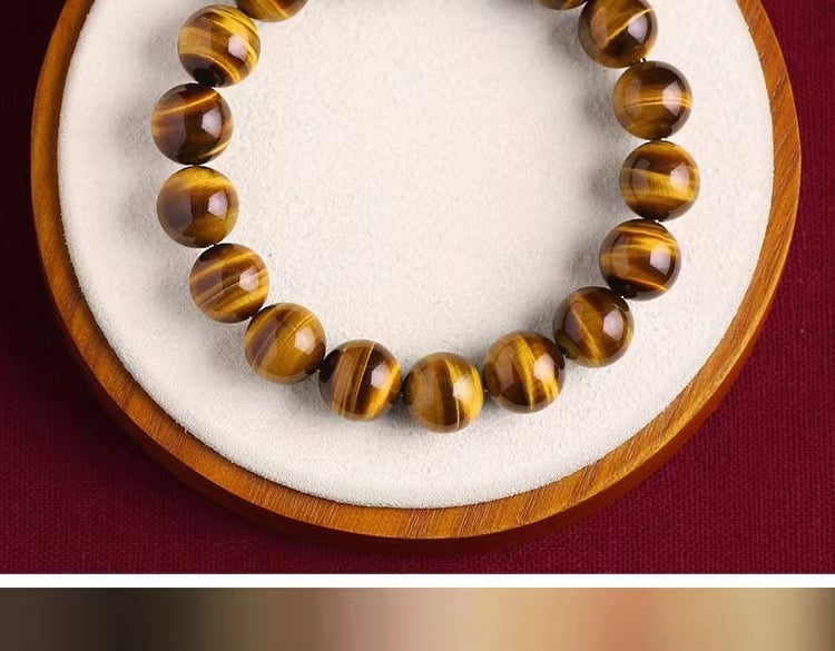 《Mounting Wealth》 Natural Yellow Tiger Eye Stone Buddha Bead Bracelet