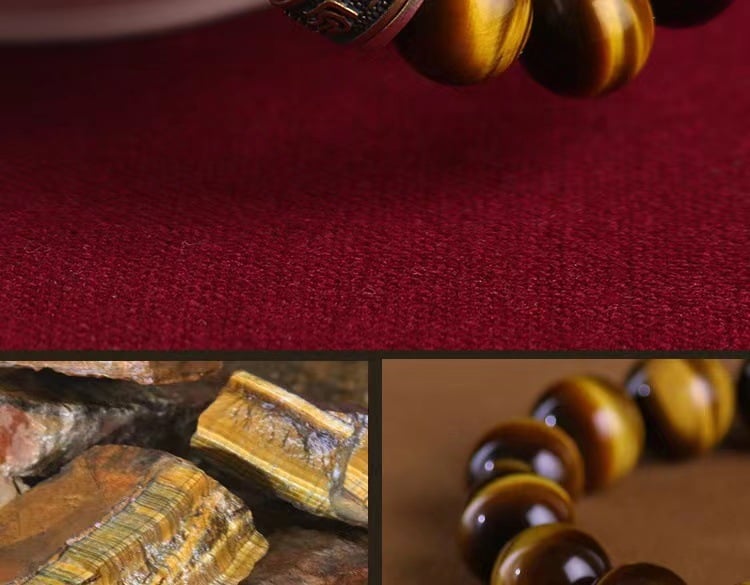 《Mounting Wealth》 Natural Yellow Tiger Eye Stone Buddha Bead Bracelet