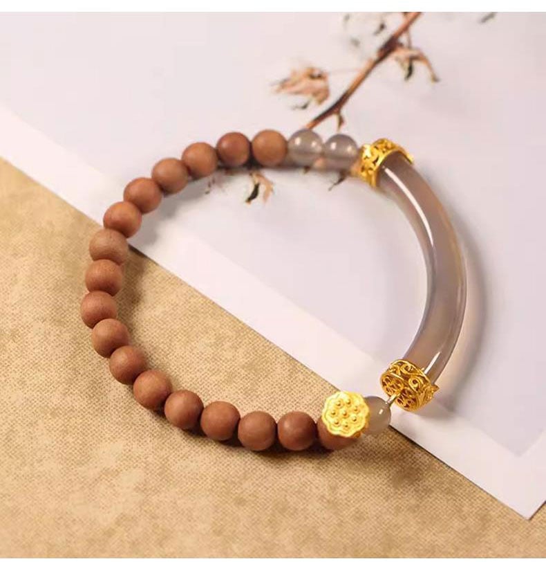 《Ink Clouds and Smoke》 fragrant wood double circle sandalwood bracelet