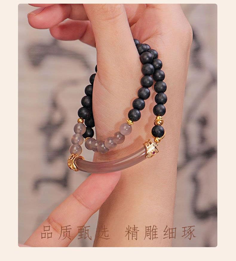 《Ink Clouds and Smoke》 fragrant wood double circle sandalwood bracelet