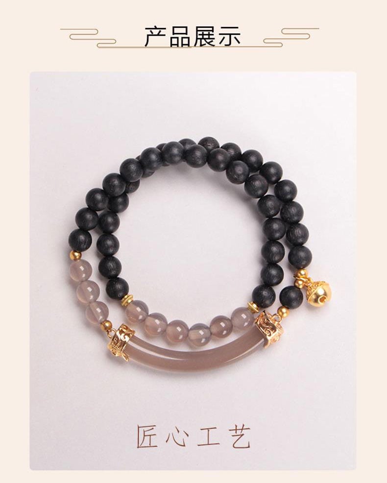 《Ink Clouds and Smoke》 fragrant wood double circle sandalwood bracelet