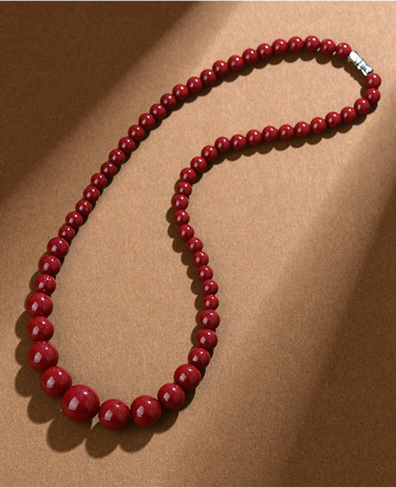 《Everything Goes Well》 High Content Cinnabar Bead Necklace Purple Gold Sand Tower Chain