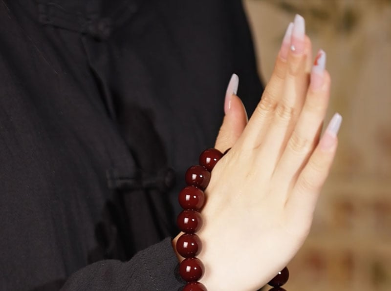 《Blessings》 Original White Jade Bodhi Root Bracelet Hand-held Tray