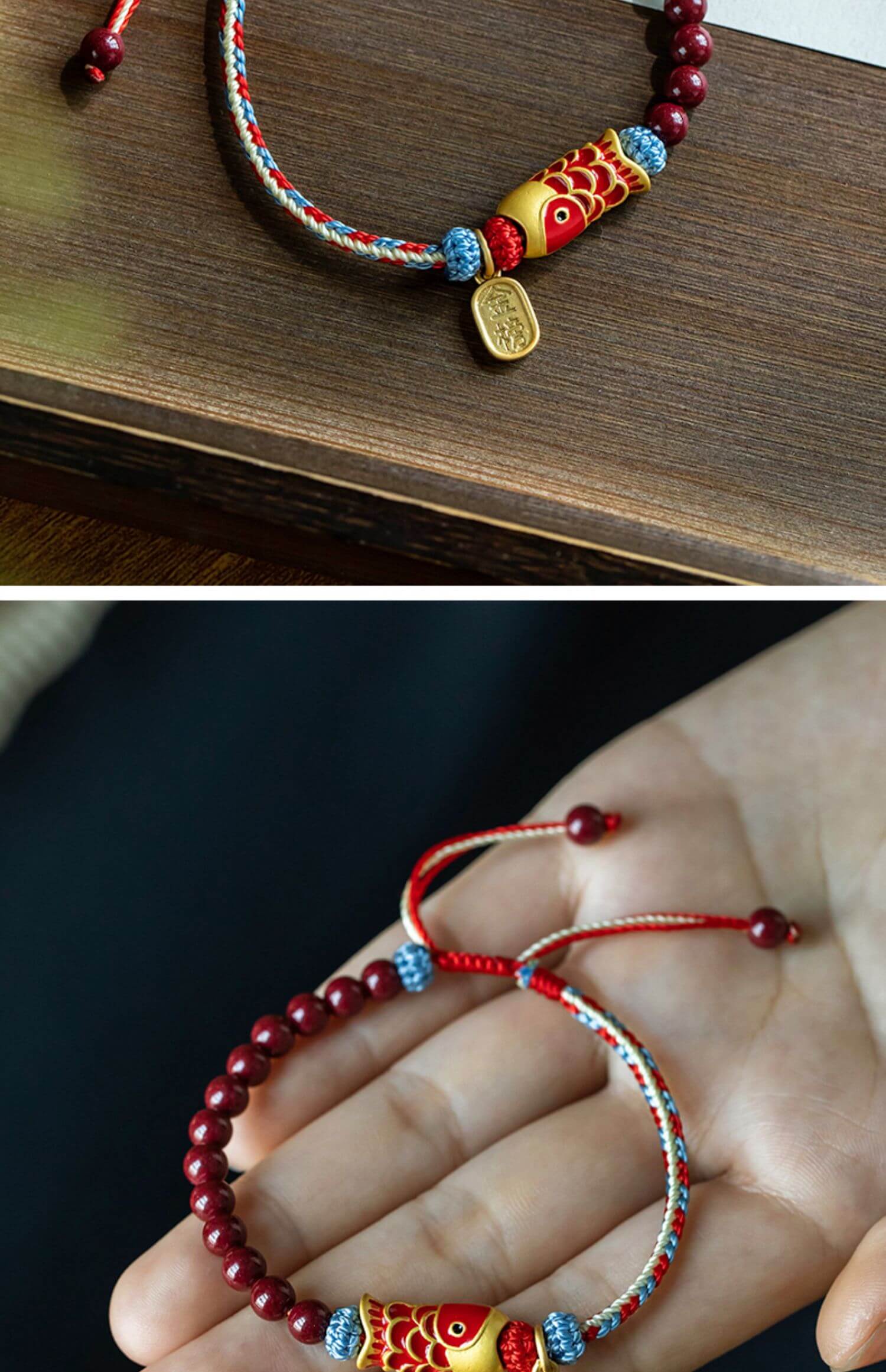 《Koi Accompanying》 Cinnabar comes ashore koi braided bracelet