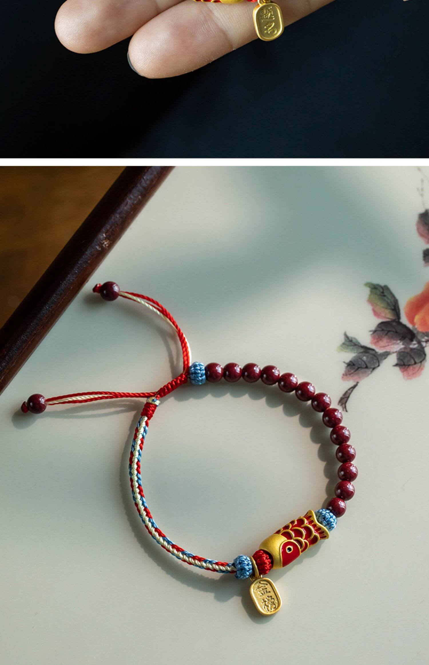 《Koi Accompanying》 Cinnabar comes ashore koi braided bracelet