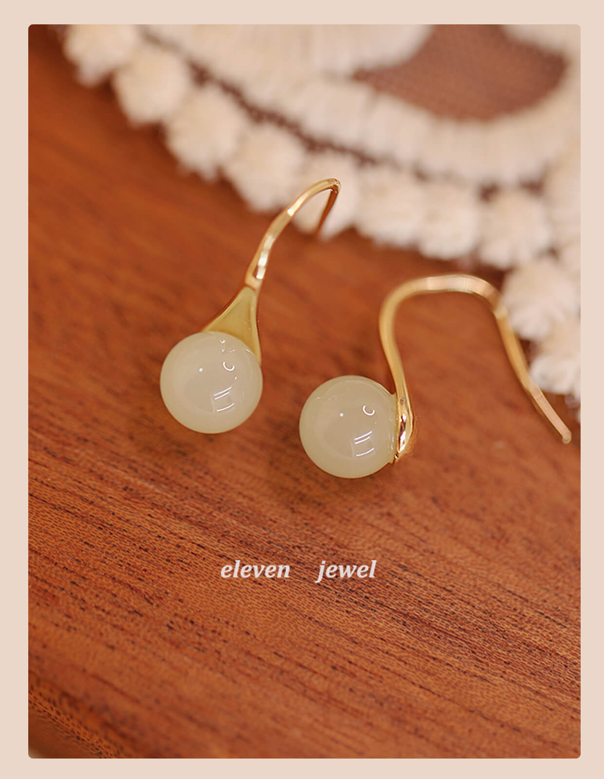 《Cardamom》 natural Hetian jade antique style retro high-end earrings