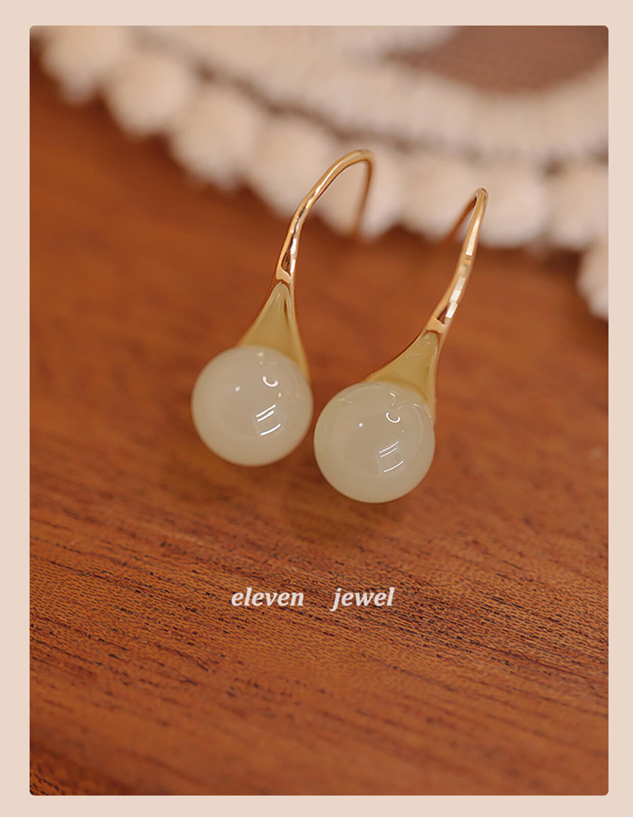 《Cardamom》 natural Hetian jade antique style retro high-end earrings