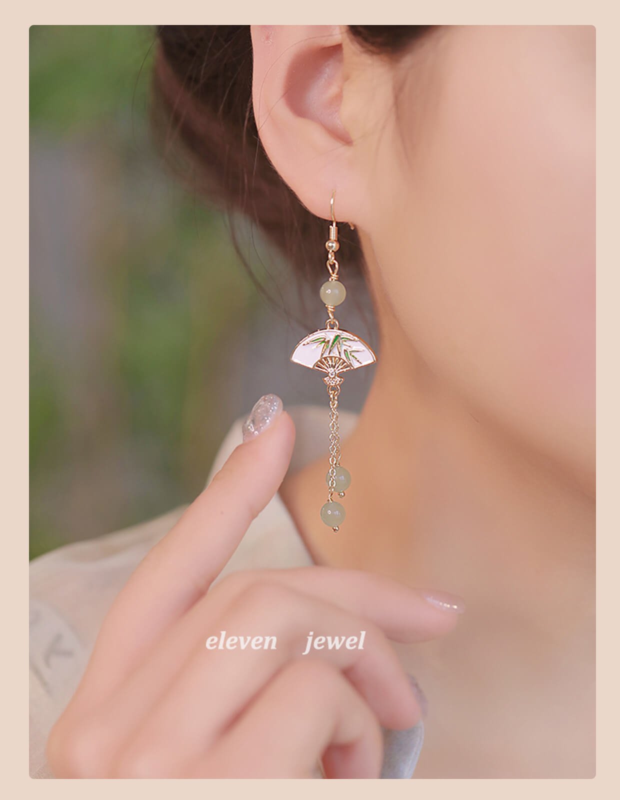 《First Makeup》 New Chinese style folding fan earrings