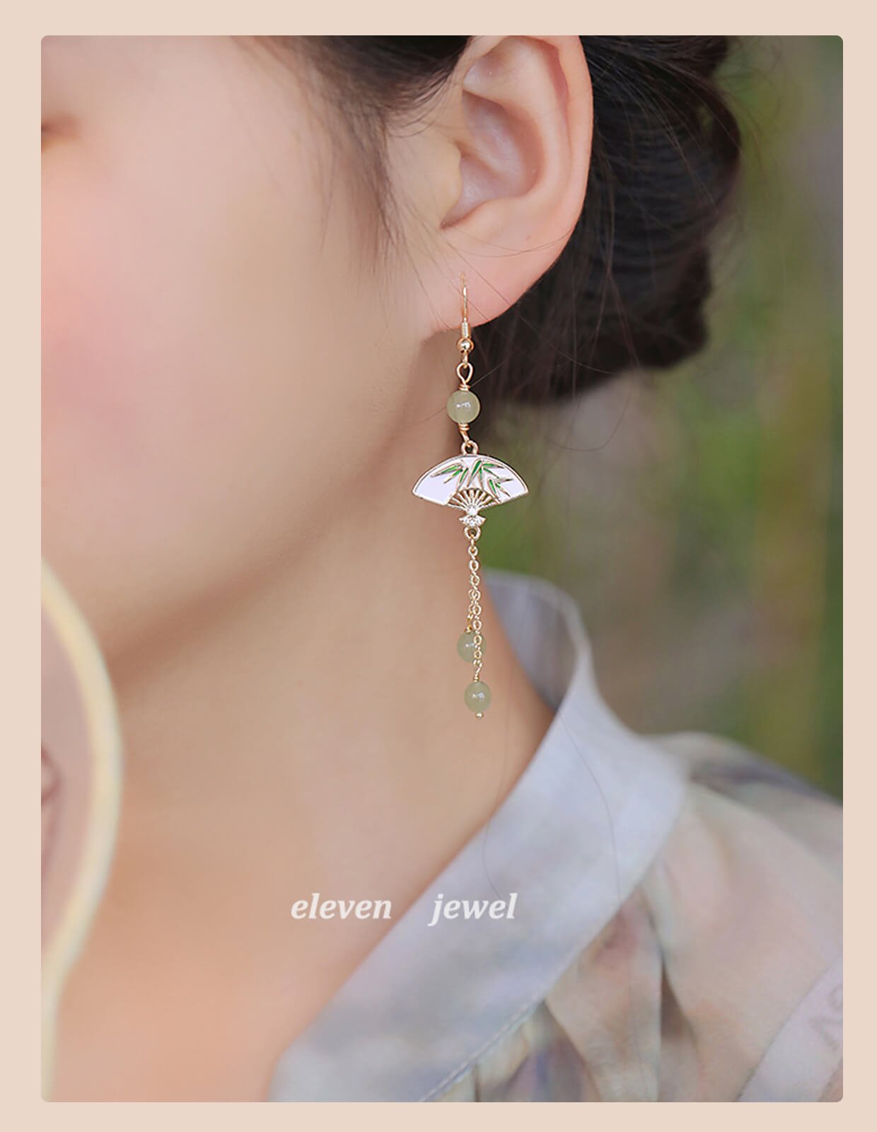 《First Makeup》 New Chinese style folding fan earrings