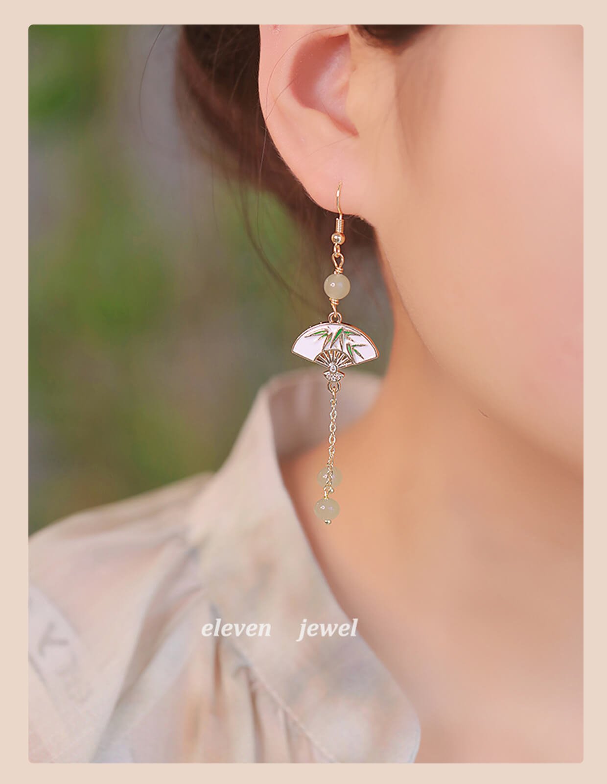 《First Makeup》 New Chinese style folding fan earrings