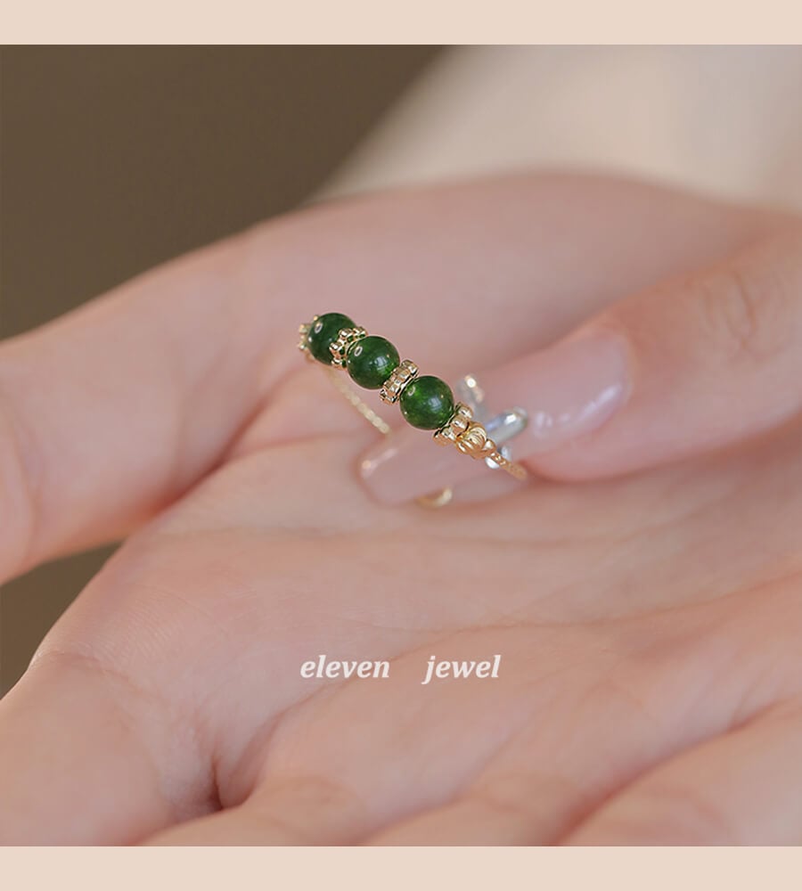 《Spring Letter》 Natural Chrysoprase Transfer Bead Ring