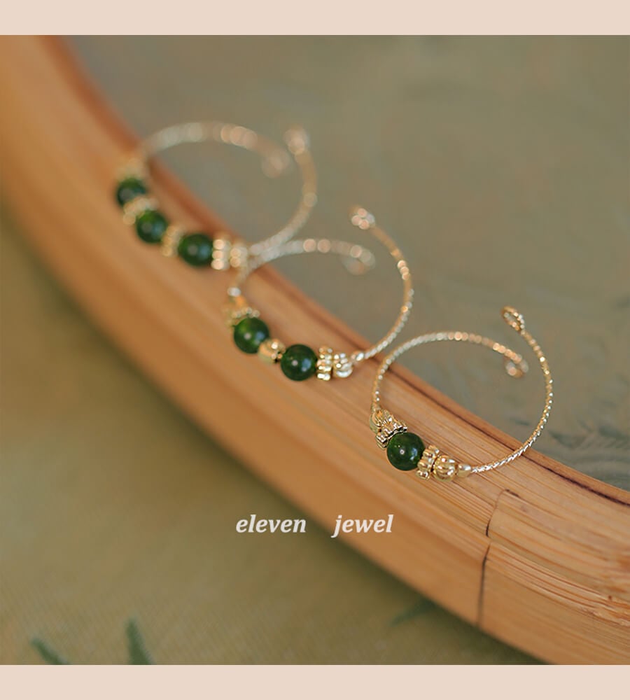 《Spring Letter》 Natural Chrysoprase Transfer Bead Ring