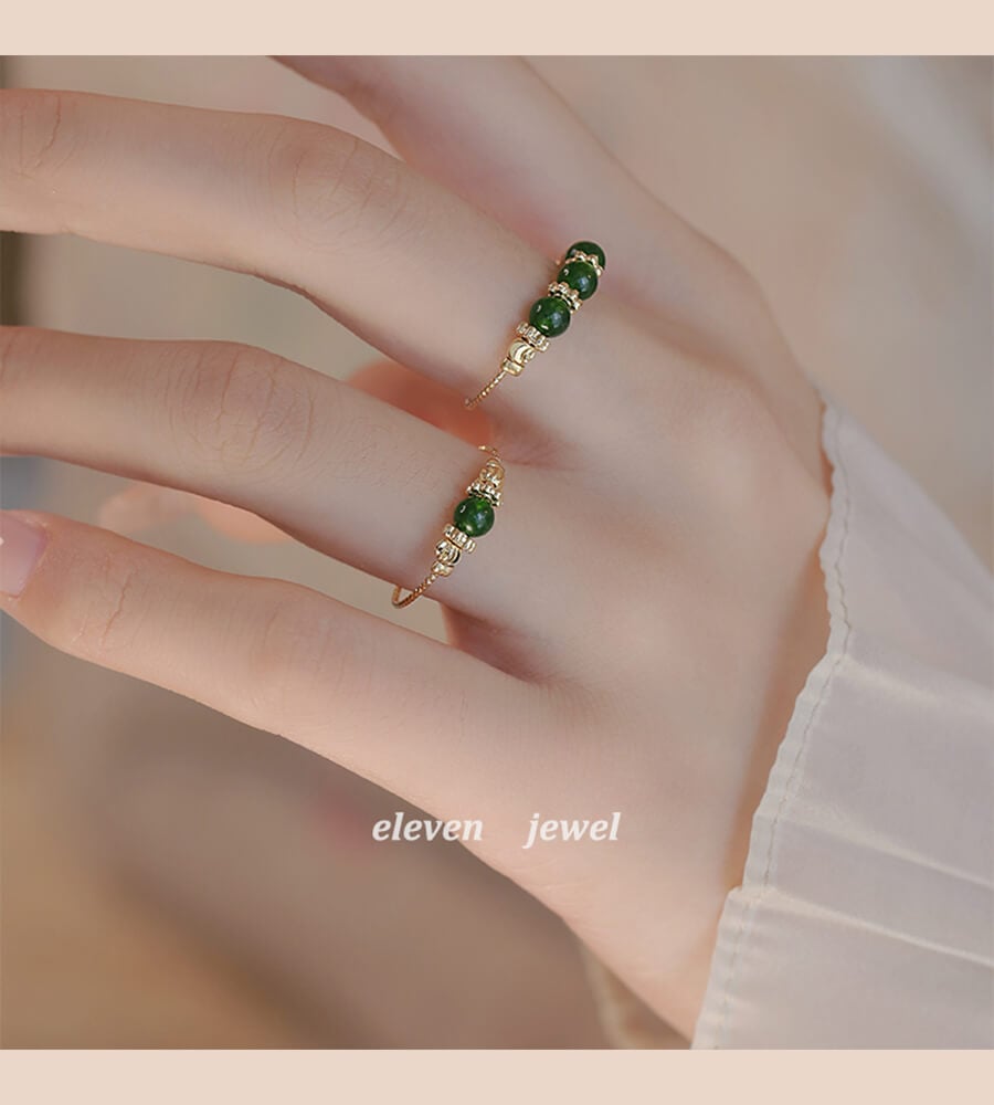 《Spring Letter》 Natural Chrysoprase Transfer Bead Ring