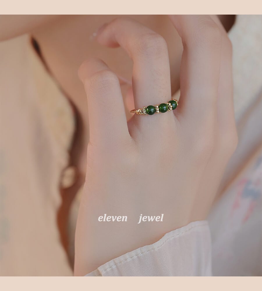 《Spring Letter》 Natural Chrysoprase Transfer Bead Ring