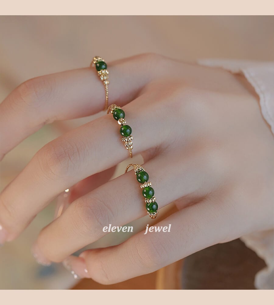 《Spring Letter》 Natural Chrysoprase Transfer Bead Ring