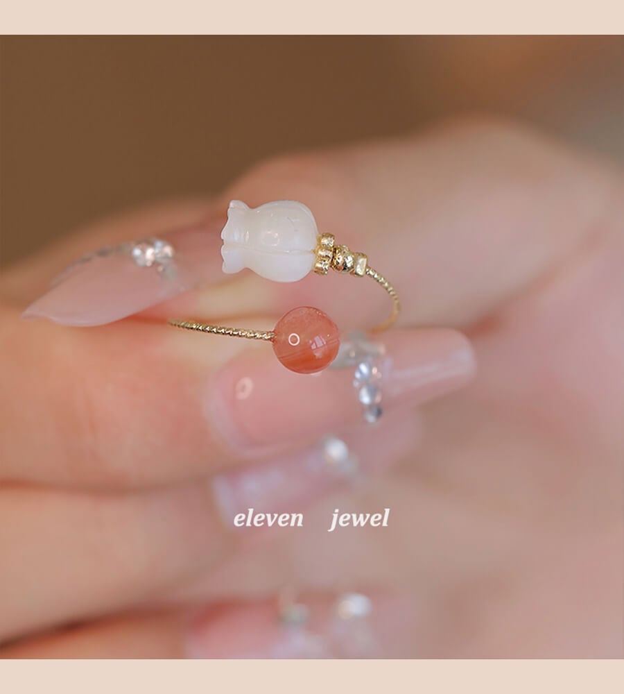 《Flower Knows》 Lily of the Valley Southern Red Agate Ring