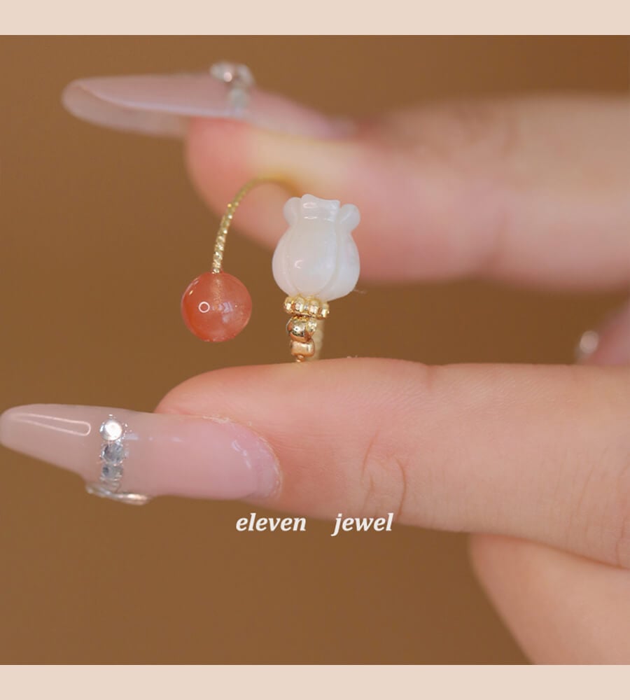 《Flower Knows》 Lily of the Valley Southern Red Agate Ring