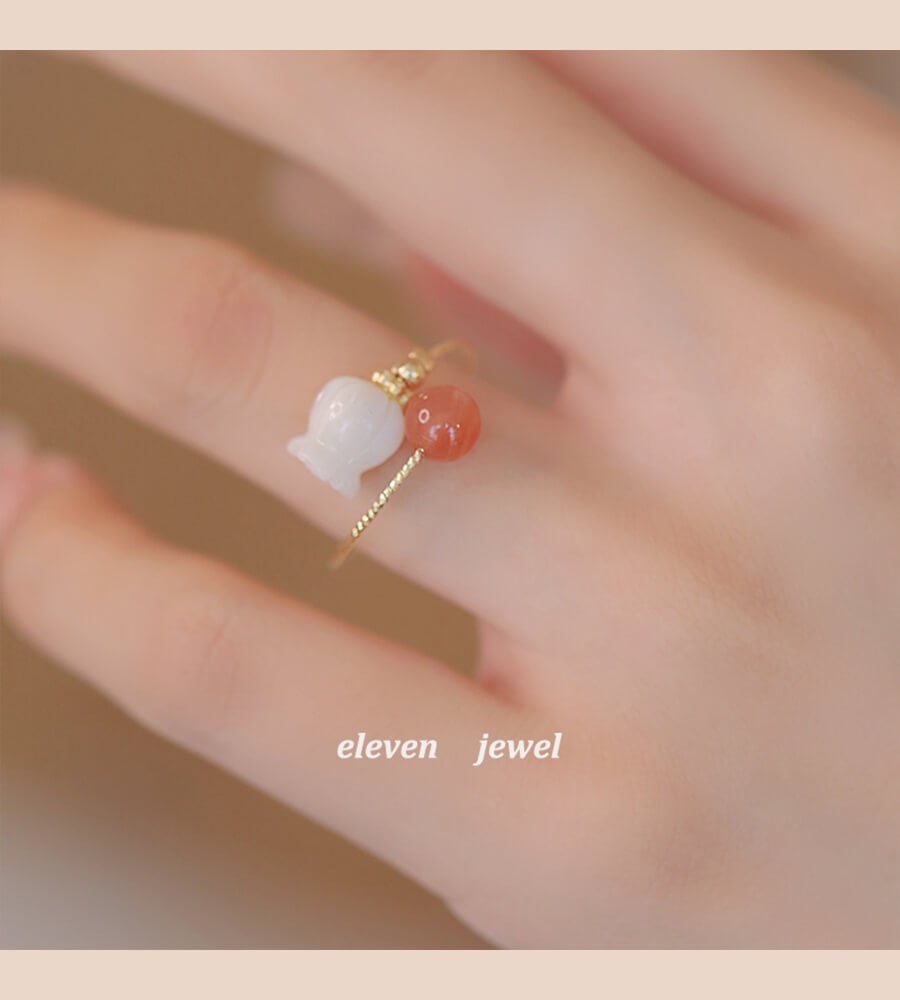 《Flower Knows》 Lily of the Valley Southern Red Agate Ring