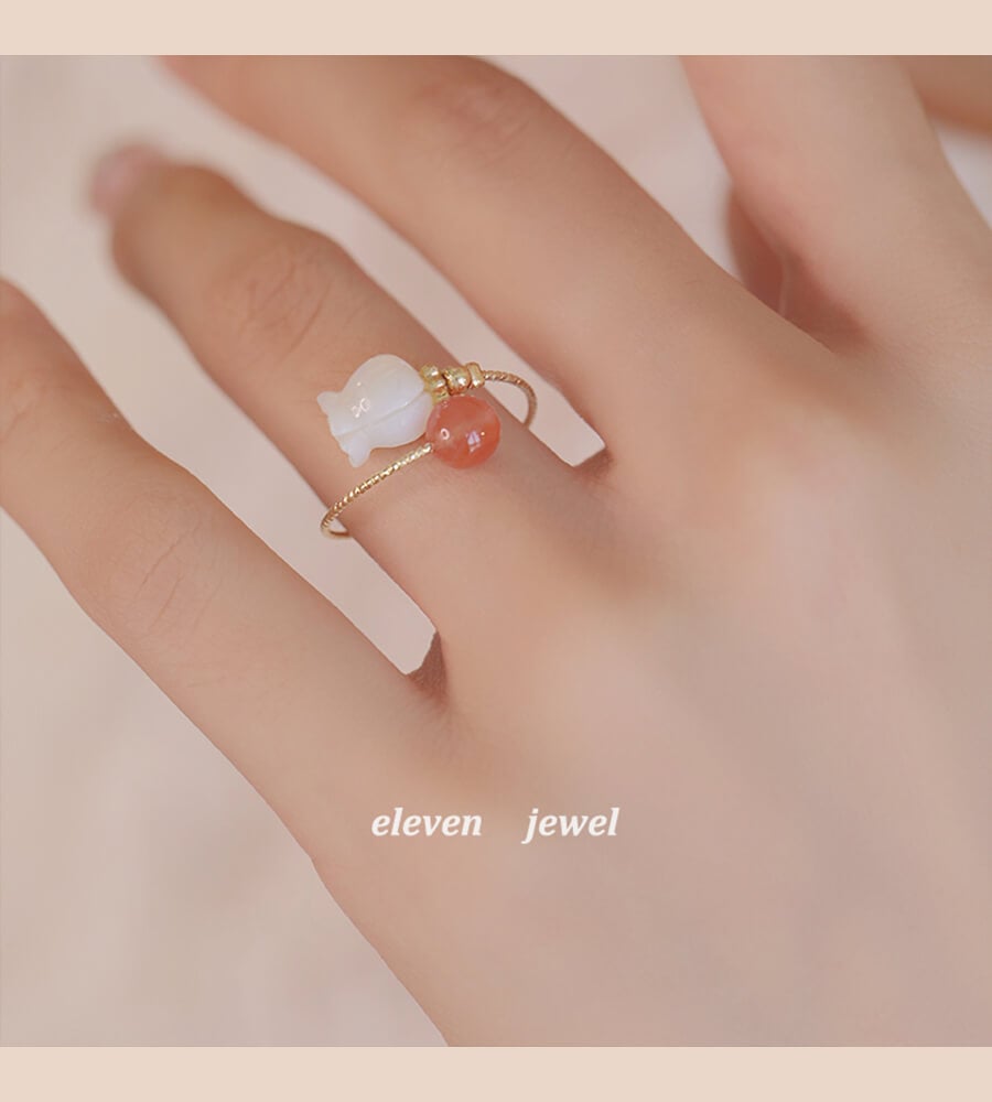 《Flower Knows》 Lily of the Valley Southern Red Agate Ring